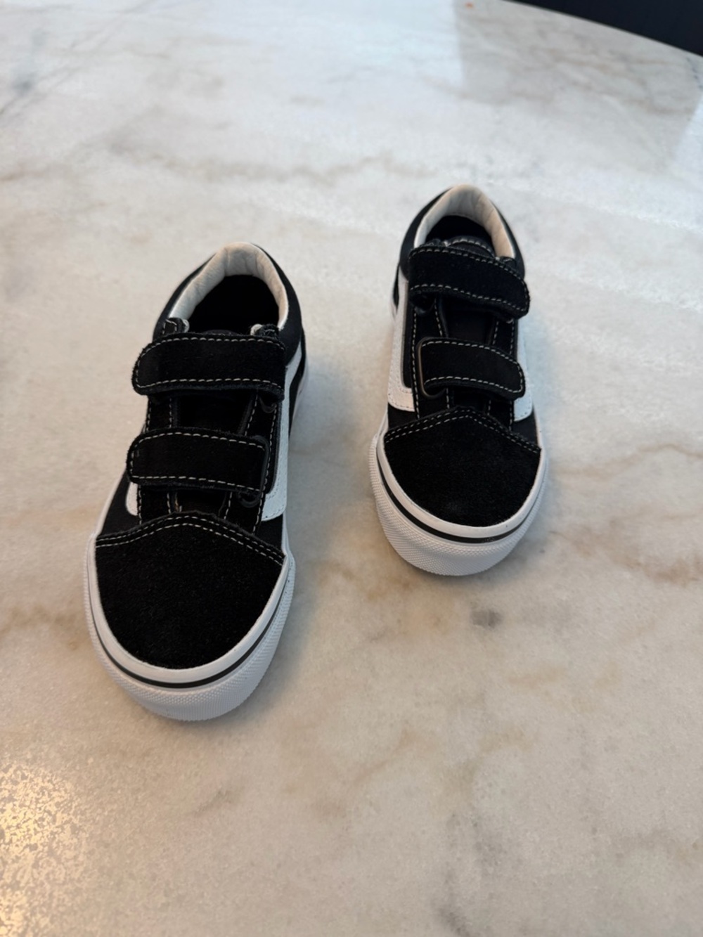Vans Kids Black and White Velcro Skate Shoes